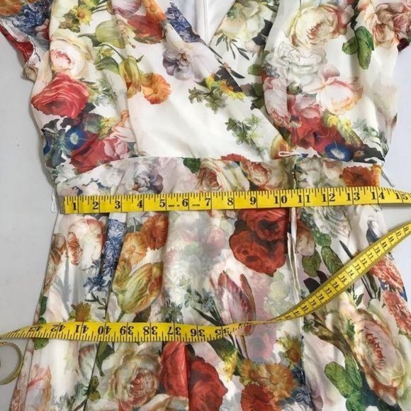 Sandra Darren Floral Faux Wrap V Neck Dress 10 - Picture 7 of 15